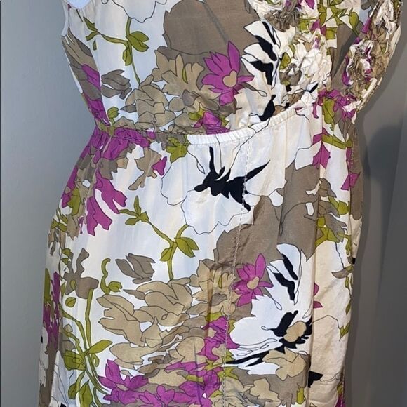 Loft Tan Purple Floral Print Sleeveless Midi Dress - Picture 6 of 10